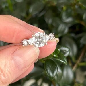 Classic White CZ 5-Stone Silver Ring